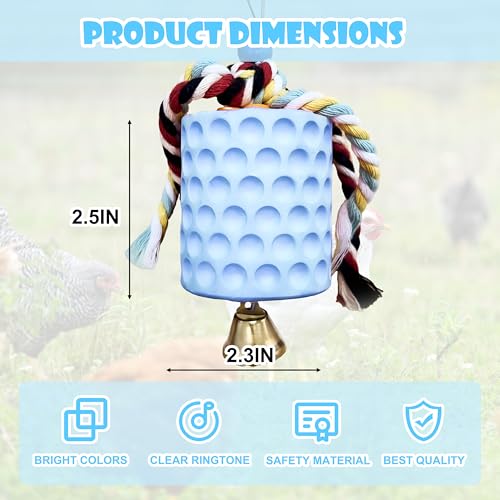 Chicken Toys,Bird Beak Grinding Stone,Chicken Coop Accessories,Chew Treats Toy with Bell for Chicken, Hens, Turkeys,Ducks,Birds,Poultry(Blue) - color: BLUE