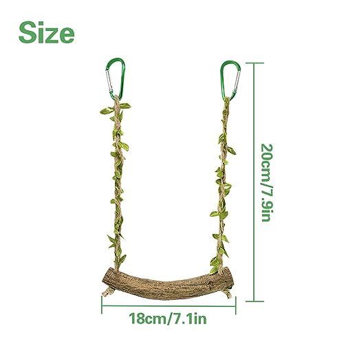 Bird Swing Stand Bird Perch Stand Parrot Rope Swing Hanging Toy Cage Toys Training Stand Holder Exercise Stand Bird Chewing Toy for Lovebird, Budgie Conure Finches Lovebird Cockatiel, 7.9 x 7.1 Inch
