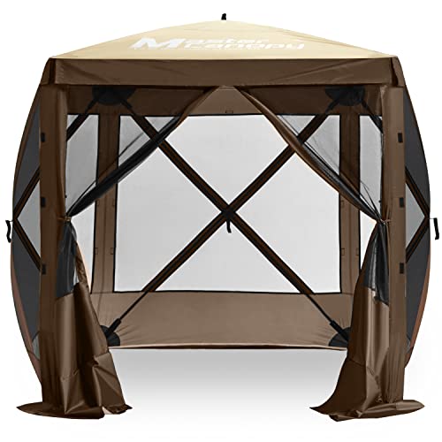 MASTERCANOPY 6x6 Portable Screen House Room Pop up Gazebo Outdoor Camping Tent with Carry Bag (6x6,Beige&Coffee) - color: Beige&Coffee, size: 6x6 ft