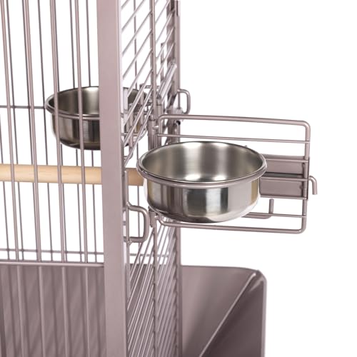 Prevue Pet Playtop Bird Cage Rolling Stand Seed Guards - Blush Finish | Medium Steel Bird Cage with Integrated Playtop, and Perches, Ideal for Conures and Cockatiels - color: Blush, size: 18.0"L x 18.0"W x 57.0"H