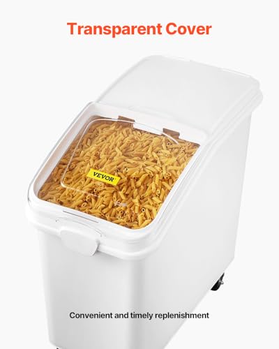 VEVOR 27 Gallon food storage containers 500 Cup Ingredient Bin with Scoop and Sliding Lid Commercial Food Container Ideal for rice storage, dog food container, flour, and sugar containers, White - size: 27 Gallon