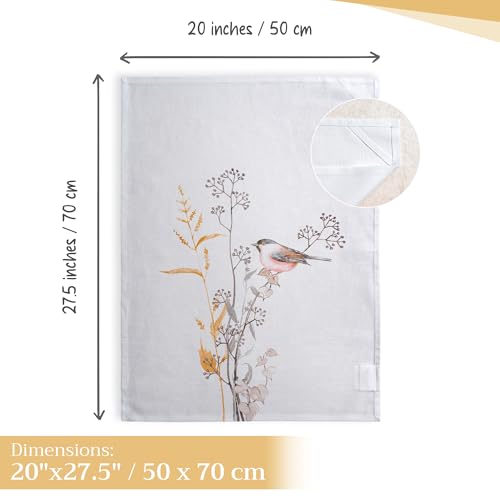 Maison d' Hermine Kitchen Towels Set of 3 Reusable 100% Cotton 27.50" x 20" | Cloth Tea Dish Towels Absorbent with Hanging Loop for Kitchen Dining Party Home Spring Summer - Meadow Florals - Beige - color: 040 - Meadow Florals - Beige