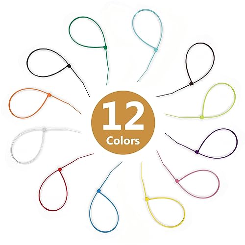 1200 Pieces Zip Ties, 4 Inch Multi-Purpose Assorted Colored Self-Locking Nylon Cable Zip Ties in 12 Different Colour for Home Office Garden Garage and Workshop,Chicken Leg Bands
