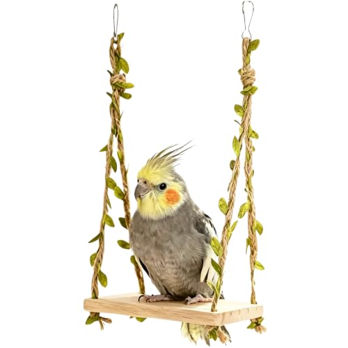Spinning Bird-Toys Bird Cage Toys & Bird Perch Parrot-Parakeet Budgie Cockatiel Conure Macaw Chicken Parrot Enrichment Cage Accessories Small Animal Chewing Toy (Hanging Bird Swing) - color: Hanging Bird Swing