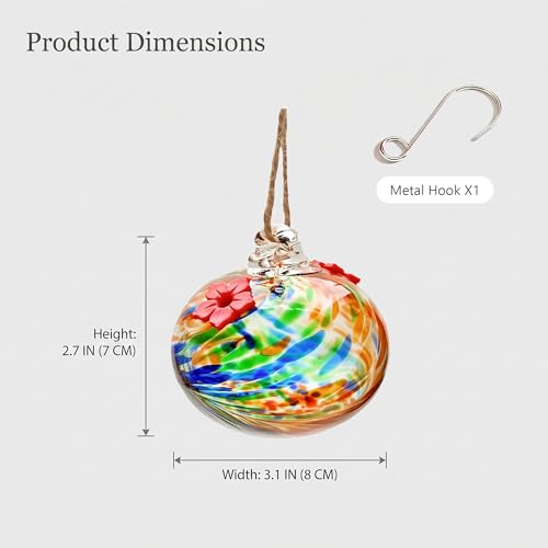 3in Glass Hummingbird Feeder Hanging Feeder with 2 Feeding Port for Outside - color: F