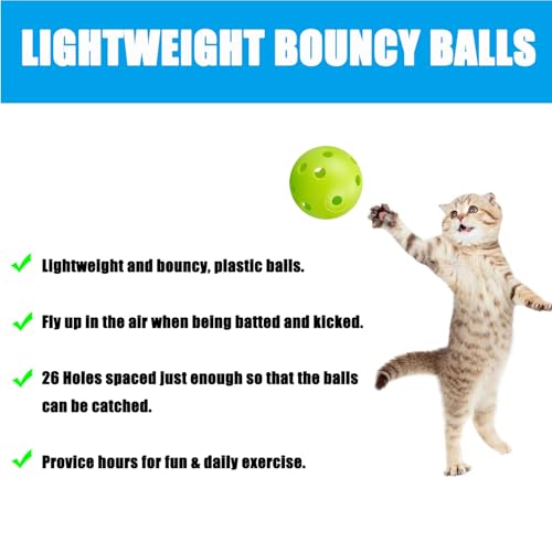 12Pcs Cat Ball Toy, Low Noise No Bells Holey Plastic Cat Balls, Funny Interactive Cats Toys for Indoor Cats, Firm Toy Balls for Kitten Puppy Ferret Bird (1.65", Green) - color: Green, 12/Pack
