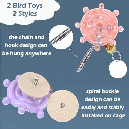 4pcs Bird Toys for Parakeets, Colorful Spinner Wheel (Rondom Color) | Interactive Enrichment Toy Create Soft Rustling Sounds When Spinning, Safe for Chewing to Meet Birds' Gnawing Instincts - style: 4pcs