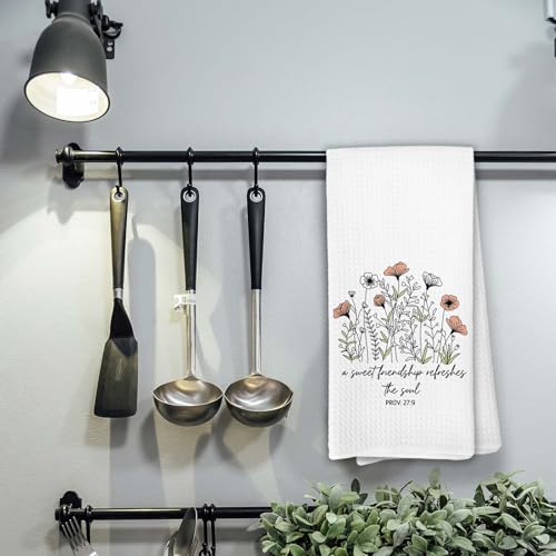 Christian Friendship Gifts Kitchen Towels, Floral Christian Bible Bathroom Home Decor, A Sweet Friendship Refreshes the Soul, Gifts for Friend Women Floral Hand Towel for Bathroom - color: Christian Friendship-1