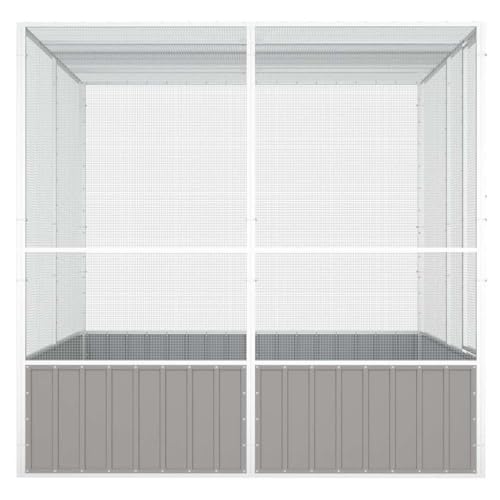 vidaXL Bird Cage Gray 84.1"x85.6"x83.3" Galvanized Steel | Made to withstand the weather, Protects from rain, snow, and UV rays, Keeps your pets securely inside