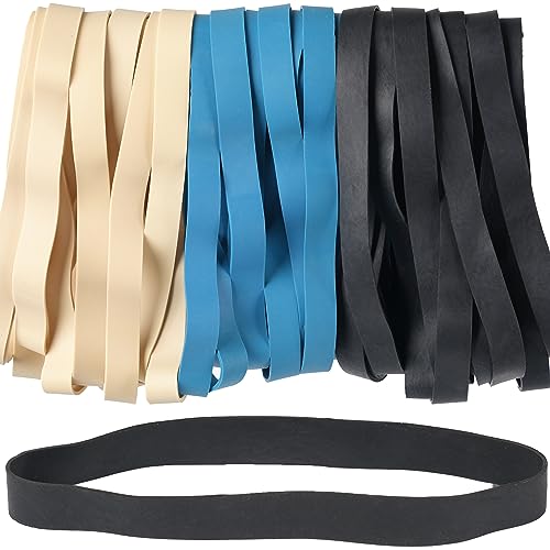 AIWOQI Rubber Bands Size 107 Heavy Duty Big Long Wide Rubber Band 30pcs | Elastic Bands for Office Supply Trash Can File Folders Litter Box Rubber Bands Black,Blue,Light Brown - color: Black,blue,light brown