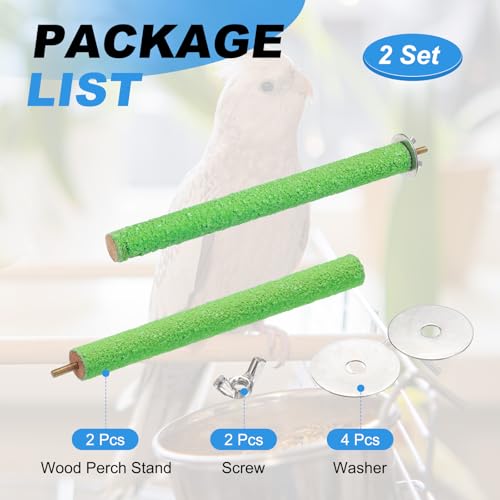 Bird Perch Stand, Colorful Paw Grinding Stick, Wood Rough-surfaced Perch Parrot Stand 20 x 2 Cm, (Green, 2 Pcs), Intended for Home/Animal Parks/Pet Stores - color: Green, size: 20 x 2 cm / 7.87 x 0.71 inch