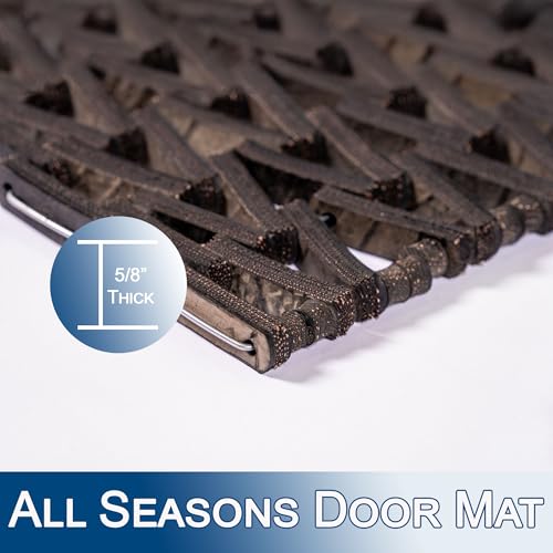 Durite Outdoor Door Mat, Recycled Tire-Link Welcome Rubber Patio or Entrance Front Door Mat, 17" x 25", Heavy Duty, Long Lasting, Durable, Sturdy, Easy to Clean, Herringbone Weave, Black
