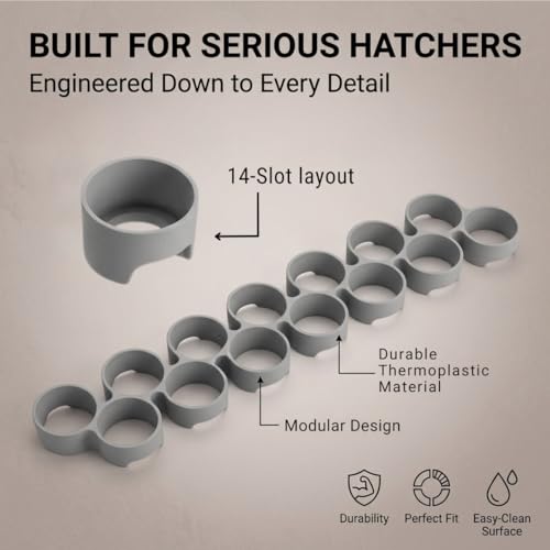 SplashNColor Quail Egg Tray Compatible with Maticoopx 20 Egg Incubator - Coturnix Quail Egg Rack - Compatible with Small Egg Incubators - Durable Egg Turner Accessory - 14 Slots - ABS White (1 Pack)