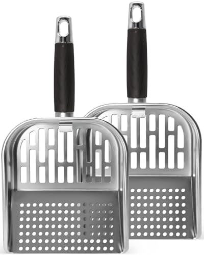 Griddle Scoop for Blackstone with a Any-Edge Hook, Stainless Steel Griddle Portable Food Mover for Stir Fry and Move Food, Sifting Grill Shovel, 2 Pack - color: Sifting Scoop, size: 2 Pack