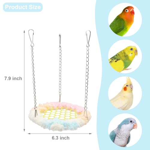 Wontee Bird Hanging Swing Hammock Colorful Hanging Perch Parrot Climbing Stand for Budgies Parakeets Lovebirds Caique Senegal Cockatiels (Pink) - color: Pink