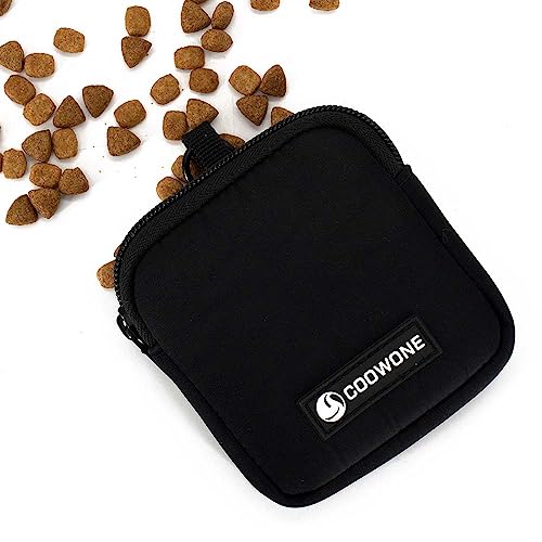 Waterproof Dog Treat Pouch, Dog Training Treat Pouch Built in Poop Bag Dispenser Adjustable Shoulder Bag (BLK) (BLK) - color: BLK