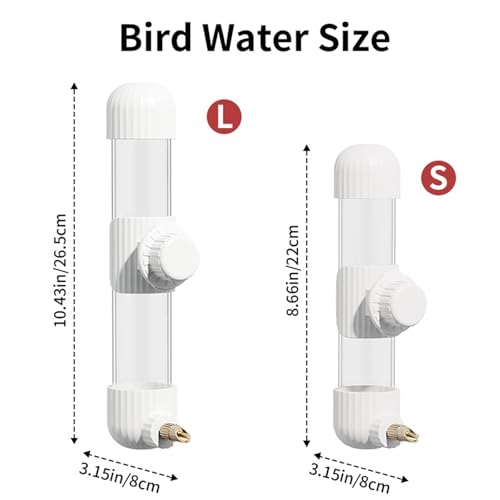 7.4 Fl Oz No Mess Bird Water Dispenser, Automatic Parrot Water Feeder with Spring Valve, Clear Cage Water Drinker for Parakeets Cockatiels Budgies Finch Lovebirds & Canary (White, 7.4 fl oz (220ml)) | Leak-proof bird waterer For parrots, cockatiels, budgi