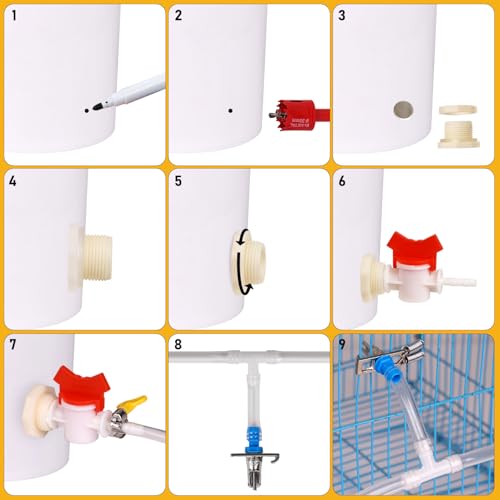 12Pcs Rabbit Nipple Drinker Kit Automatic Rabbit Watering System | Includes 12 Drinking Nipples, 23 ft Hose, Hole Opener, Barb Fittings for G1/2" Connector (Blue, 12Pcs) - size: 12Pcs