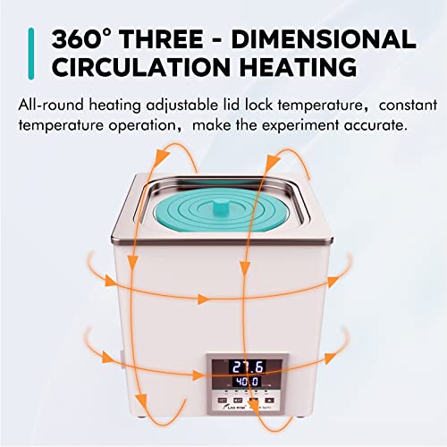 LAB FISH BHS-1 Lab Water Bath, 3L Digital Thermostatic Heater | 3L capacity, precision heating, stainless steel tank, for lab sample warming & incubation - style: BHS-1(3L)