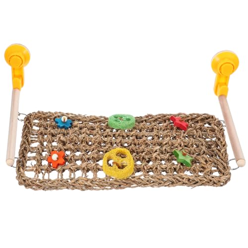 ibasenice Parrot Climbing Rope Net Toy with Suction Cup for Travel Woven Hammock Ladder for Parakeets and Pet Birds Interactive Aerial Design for Cage Exercise and Entertainment
