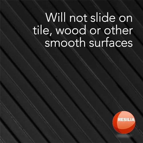 RESILIA Black Plastic Floor Runner - Embossed Wide Rib Waterproof Vinyl, Heavy Duty Protector Mat for Indoor Hardwood, Hard Floors, Garage, Entryway, Kitchen, & Outdoor Use, 36” x 25’, Made in USA - size: 36" x 25'