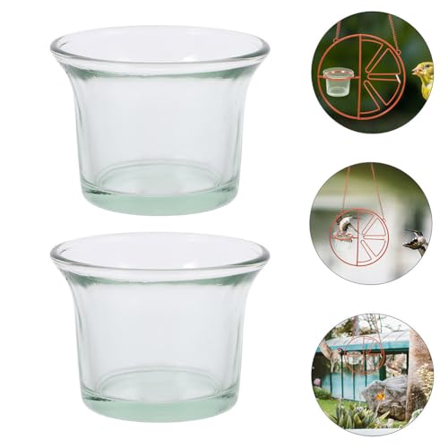 Abaodam 4PCS Glass Bird Feeder Replacement Cup Outdoor Hanging Feeding Bowl | Bird Feeding Cup Set, Oriole Feeder Jelly Cups Replacement, Universal Transparent Glass Feeder Dish For Garden Balcony Patio
