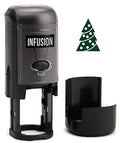 Infusion Round Teacher Stamp, Holiday, 3/4'' Self-Inking Rubber Stamp - Christmas Tree - Green Ink - color: Christmas Tree