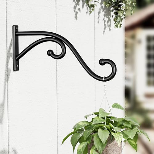 Plant Hook Hanging Plant Brackets - 2 Pack 10 Inch Plant Hanger. | Metal Plant Wall Hooks for Hanging Flower Basket, Lanterns, Bird Feeder, Wind Chimes Indoor & Outdoor. - size: 10 Inch