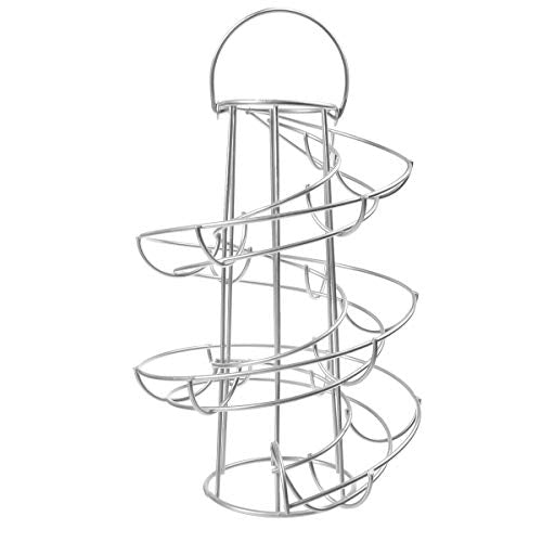 Egg Skelter Deluxe Modern Spiraling Dispenser Rack - Chrome Plated Freestanding Wire Chicken Egg Storage Organizer Display Holder Basket for Countertop Kitchen, Silver - color: Silver