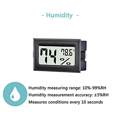 6 Pack Mini Digital Thermometer Hygrometer,Indoor Temperature and Humidity Gauge Meter Monitor Fahrenheit (℉) for Home,Greenhouse,Jars