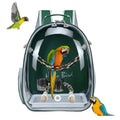 Bird Traval Carrier Cage Backpack for Carry Parakeet Cockatiel Parrot | Multi Vent Holes Clear Space Capsule Astronaut with Metal Tray Wood Perch, Vet Transport Book Bag (Green)