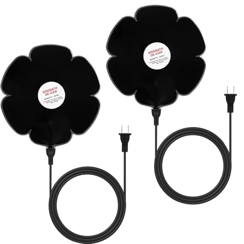 Tujoe 2 Pack 250W Bird Bath Heater De-icer, Thermostatically Controlled Birdbath Water Heater with 6.6 ft Cord, Outdoor Winter Heaters for Bird Bath, Chicken Waterer, Pond