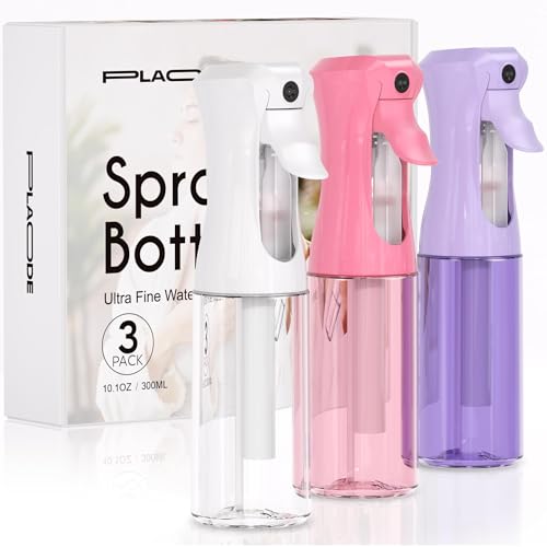 Continuous Spray Bottle for Hair Ultra Fine Mist Sprayer 3 Pack 10.1 OZ | Continuous Hair Spray Bottles Refillable Water Mister Sprayer for Hairstyling, Plants, Pets, Skincare,Salons,Barber,Cleaning - color: Pink Purple White, size: (3-Pack)-10.1 Oz