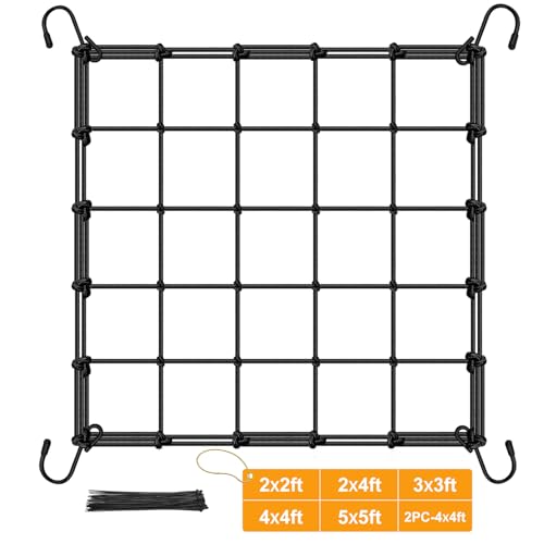 BSTPCOO 2x2 Trellis Netting for Grow Tent, Heavy Duty Elastic Plant Net | Scrog Net with Hooks for Indoor Plant Growing Tents, Hydroponics, Trellis for Climbing Plants Outdoor - size: 3.5" Mesh-2 X 2 FT
