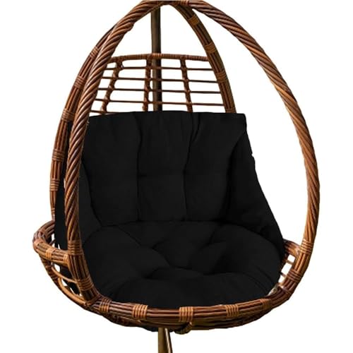 Hammock Chair Cushion, Hanging Basket Egg Chair Cushion Round Seat Thick Nest Back Pillow for Patio Garden Swing Chair Seat Pads (Only Pads) (Black) - color: Black