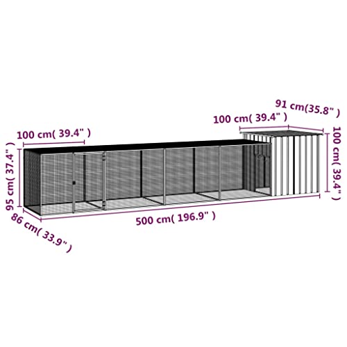 Gray Galvanized Steel Large Chicken Cage 4 Pieces Outdoor Poultry Coop with Lockable Door Ventilated Design Weatherproof Durable Construction for Garden Yard Animal Husbandry - color: Grey-B, size: 35.8 x 196.9 x 39.4 in