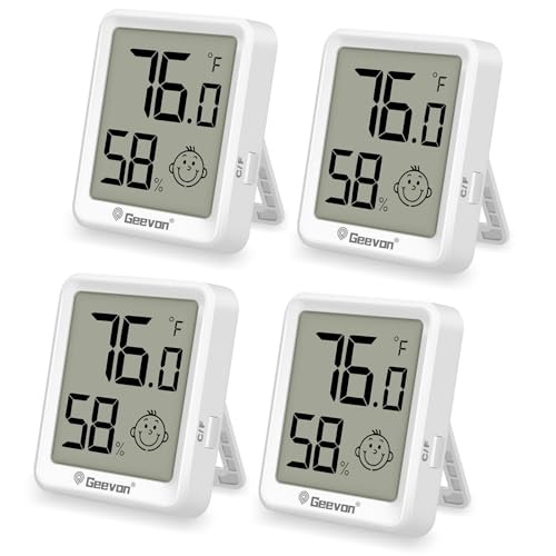 Geevon 4 Pack Mini Digital Hygrometer Gauge Indoor Thermometer – LCD Monitor Temperature with Comfort Index,Outdoor Humidity Meter for Home House Office Garden and Cellar - size: 4 pack, style: Modern
