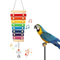 Large Parrot Suspensible Xylophone Toy, Multicolored Natural Wooden Bird Chewing Toys with Grinding Stone for Large, Medium Birds, Macaws, African Grey, Cockatoos, Amazon