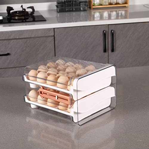 Sooyee Egg Holder for Fridge, Clear, 2 Drawers 40 Eggs | Eggs Organizer for Refrigerator,Space-Saving Egg Container, Clear Acrliy 2-Tier Egg Tray Storage for Kitchen - size: 40 Capacity