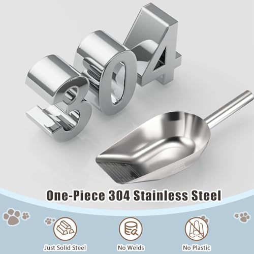 Dog-Cat Food Scoop 3/4 Cup, SSyang Thickened 304 Stainless Steel Pet Food Scoop with Long Handle, Precision Scale, Easy to Clean, Suitable for Wet and Dry Food - size: Medium 3/4 Cup