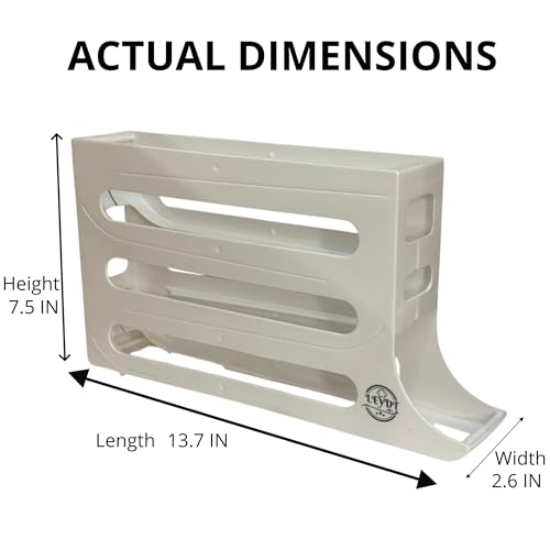 Egg Dispenser for Refrigerator, Fits Jumbo Eggs (25 Capacity), 4-Tier Rolling Egg Holder, Holds XL & Medium Eggs, Space Saving Egg Organizer for Fridge, Counter & Pantry