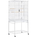 Topeakmart 54-inch Flight Bird Cage with Stand Wrought Iron Bird Cage for Parakeets Parrots Green Cheek Conures Budgies Finches, White - color: White