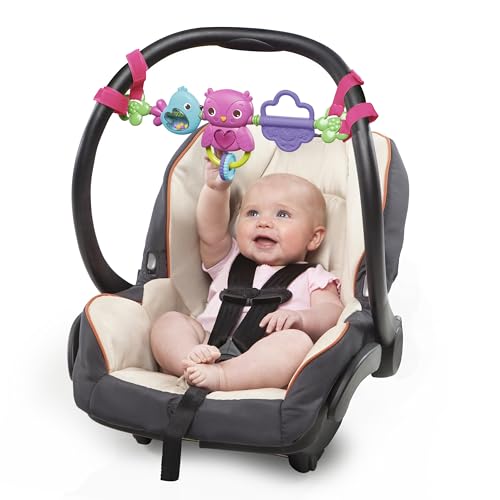 Bright Starts Busy Birdies Carrier Toy Bar Musical Take-Along Toy with Lights, Ages Newborn +, Pink - color: Busy Birdies
