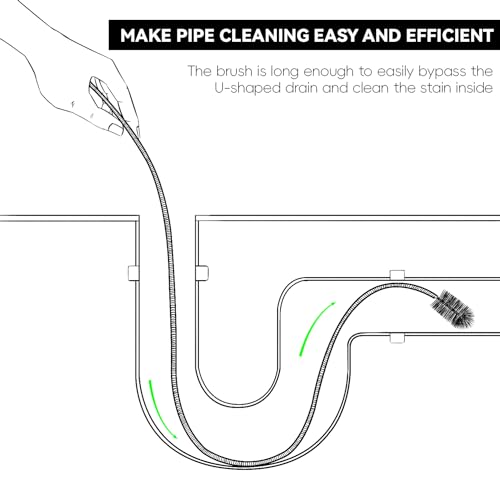 Flexible Drain Brush, 66 Inch Long Double Ended Hose Pipe and 58 Inch Tube Cleaning Brush and 2 Pack 8 Inch Straw Cleaner Brush - color: Blue