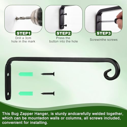 Silkfly 2 Pcs Wall Bracket for Bug Zappers 10 Inch Heavy Duty Metal Bracket with Locking Mechanism Decorative Potted Plant Hook for Hanging Baskets Bird Feeders Wind Chimes Lanterns Garden Outdoor