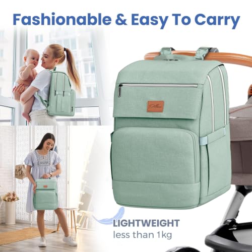 Baby Diaper Bag Backpack - Baby Bag for Boys & Girls, Large Waterproof Diaper Backpack - Toddler Diaper Bag with Changing Pad, Boy Baby Shower Gifts for Mom - Newborn Stuff, Baby Essentials - color: H. Mint, style: Classic