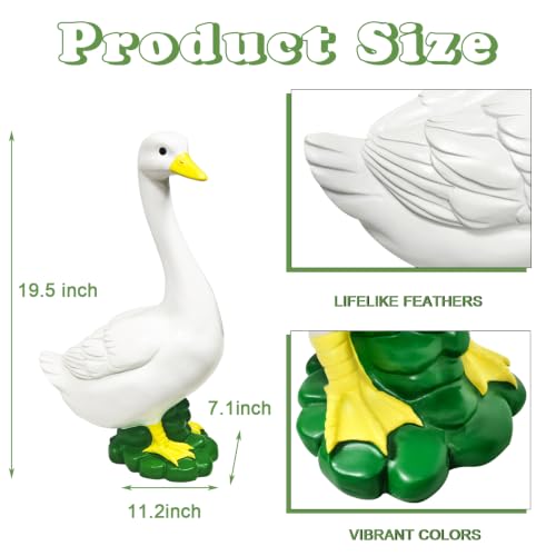 Porch Goose Statue,20" Large Resin Figurine Indoor & Outdoor Garden Decor | Porch Duck Weatherproof Ornament for Patio, Lawn & Yard, Ideal Housewarming & Birthday Gift for Mom, Women & Men - style: goose