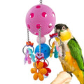 Pullable Bird Plastic Ball Toys with Acrylic Pacifiers and Flowers, Colorful Parrot Toys for Medium and Large Parrot Quaker Monk Parakeet Sun Conures (Pink) - color: Pink