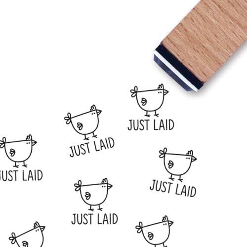 Just Laid Chicken Egg Rubber Stamp, 3/5 Inch Small Mini Stamp for Scrapbooking Card Making Planner