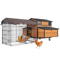 Heavy-Duty Chicken Coop with Reinforced Metal Frame & Spacious Run,Nesting Box - 2-Story Poultry House for 3-6 Chickens, Rabbits, Ducks